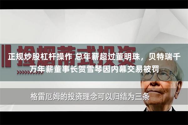 正规炒股杠杆操作 总年薪超过董明珠，贝特瑞千万年薪董事长贺雪琴因内幕交易被罚