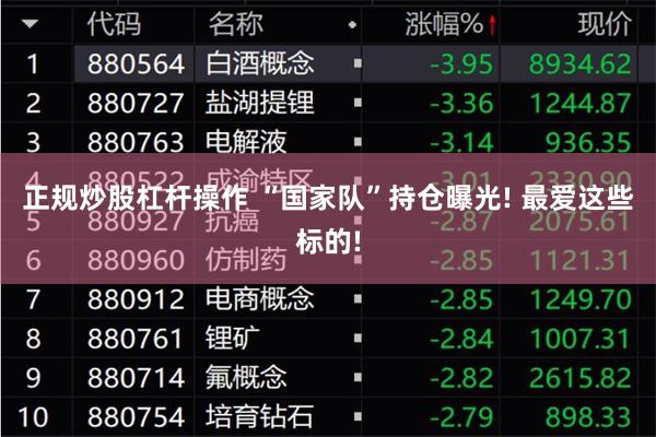 正规炒股杠杆操作 “国家队”持仓曝光! 最爱这些标的!